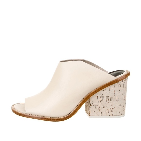 tibi Blane Leather Neutral Chunky Block Heel Open Toe Boho Mules Sz 36.5 (US 6) - Picture 1 of 12